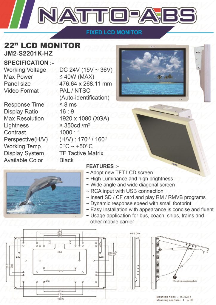 Nathan Led Monitor 22″ LCD MONITOR - NATTO ABS